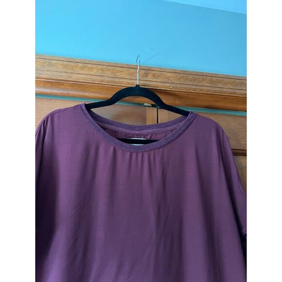 Lou & Grey Women's Crewneck Mixed Media Blouse Dolman Long Sleeve Maroon Size M - Picture 3 of 8